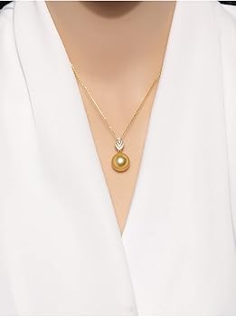 Amazon | NONNYL 本物の南洋真珠ネックレス、海水ゴールデンパールと Amazon | NONNYL 本物の南洋真珠ネックレス、海水ゴールデンパールと